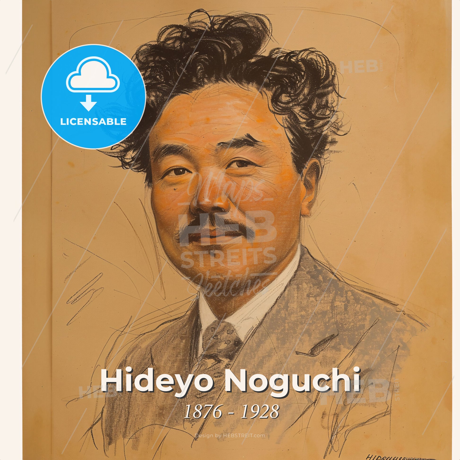 Hideyo Noguchi, 1876 - 1928, Japanese bacteriologist - A Portrait Of A Man Print Template