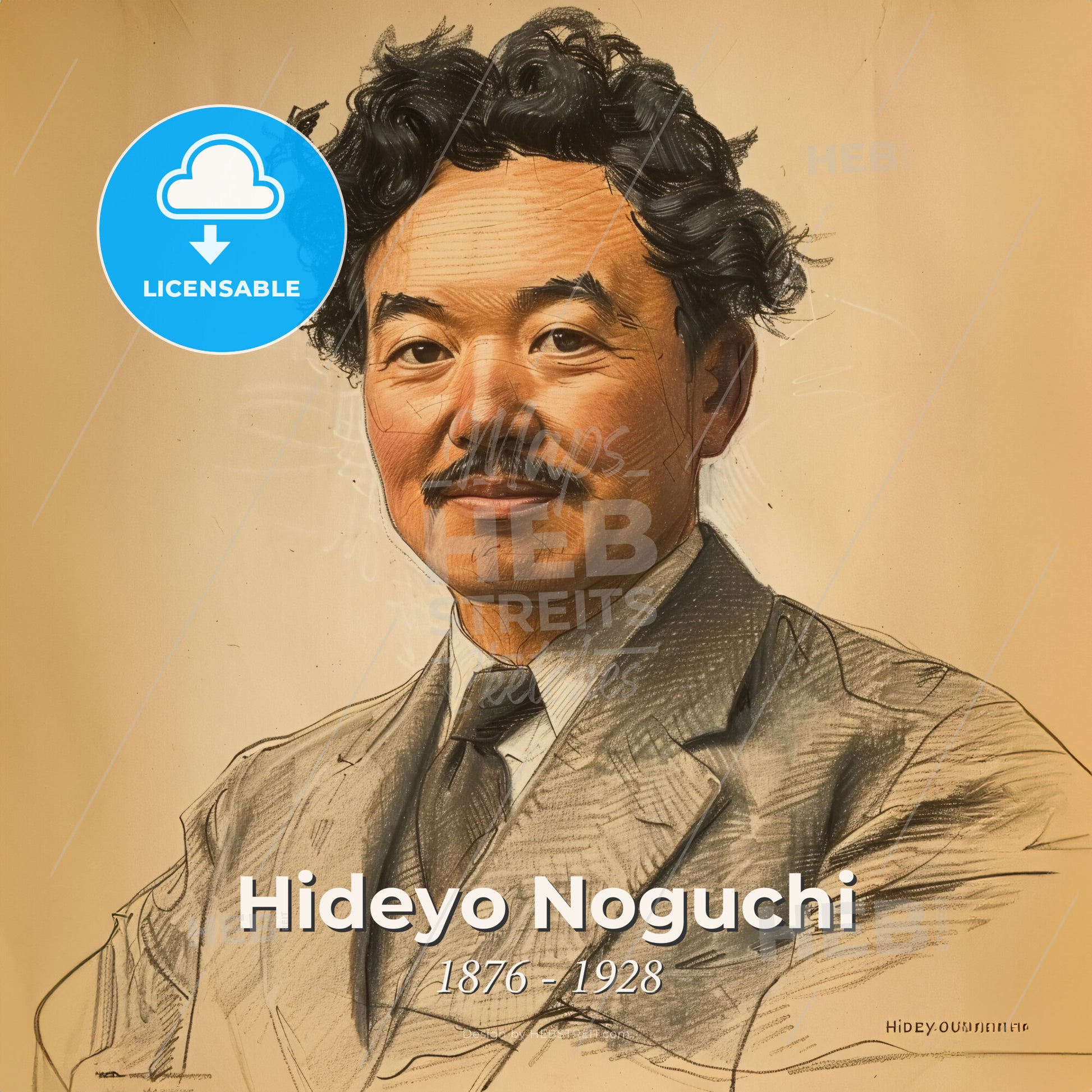 Hideyo Noguchi, 1876 - 1928, Japanese bacteriologist - A Man With A Mustache Wearing A Suit And Tie Print Template