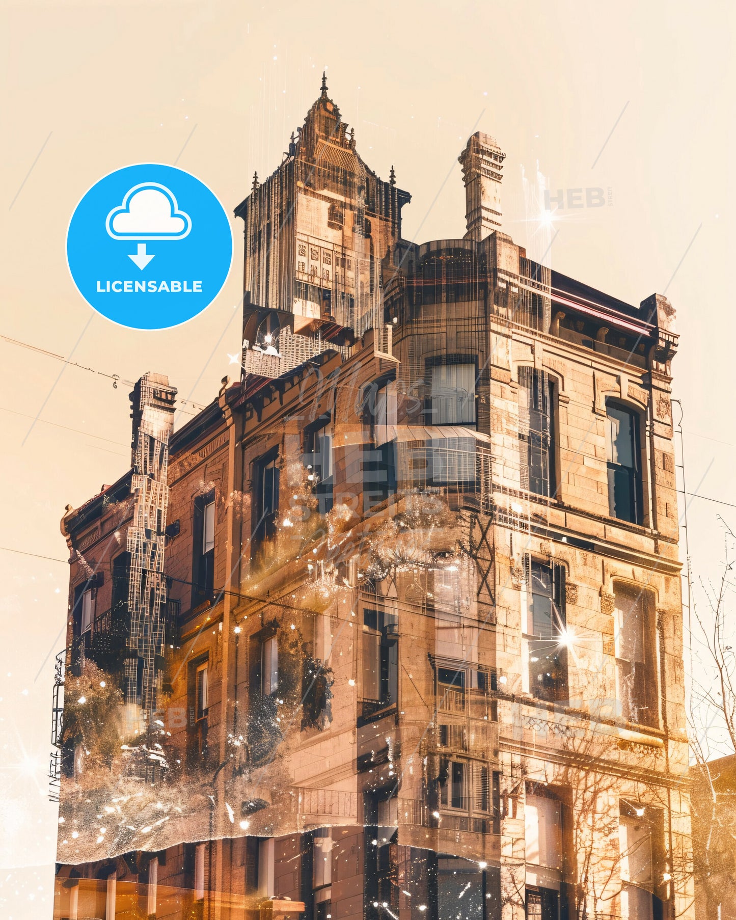 Hobart Australia Double Exposure Art Print - A building with a tower