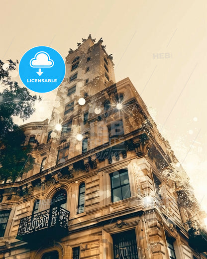 Hollywood Florida Skyline Composite Double Exposure Poster - A tall building with a balcony