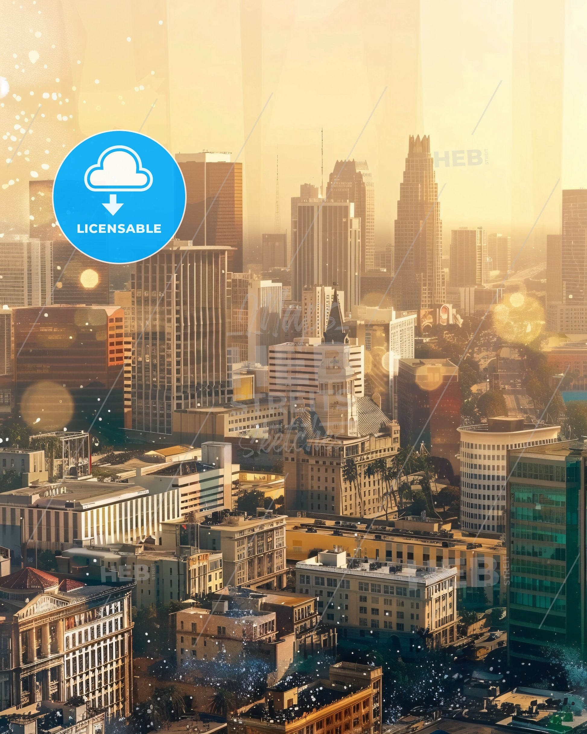 Hollywood, Florida: City and Architecture Double Exposure - A city with many tall buildings