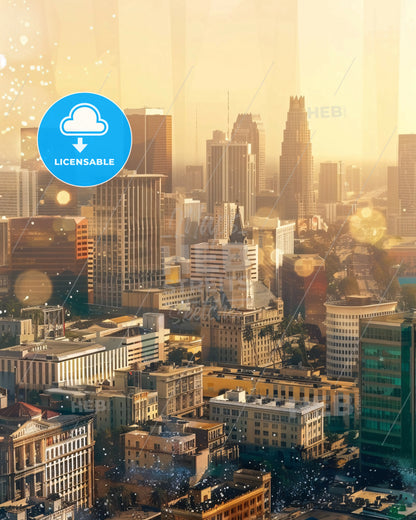 Hollywood, Florida: City and Architecture Double Exposure - A city with many tall buildings