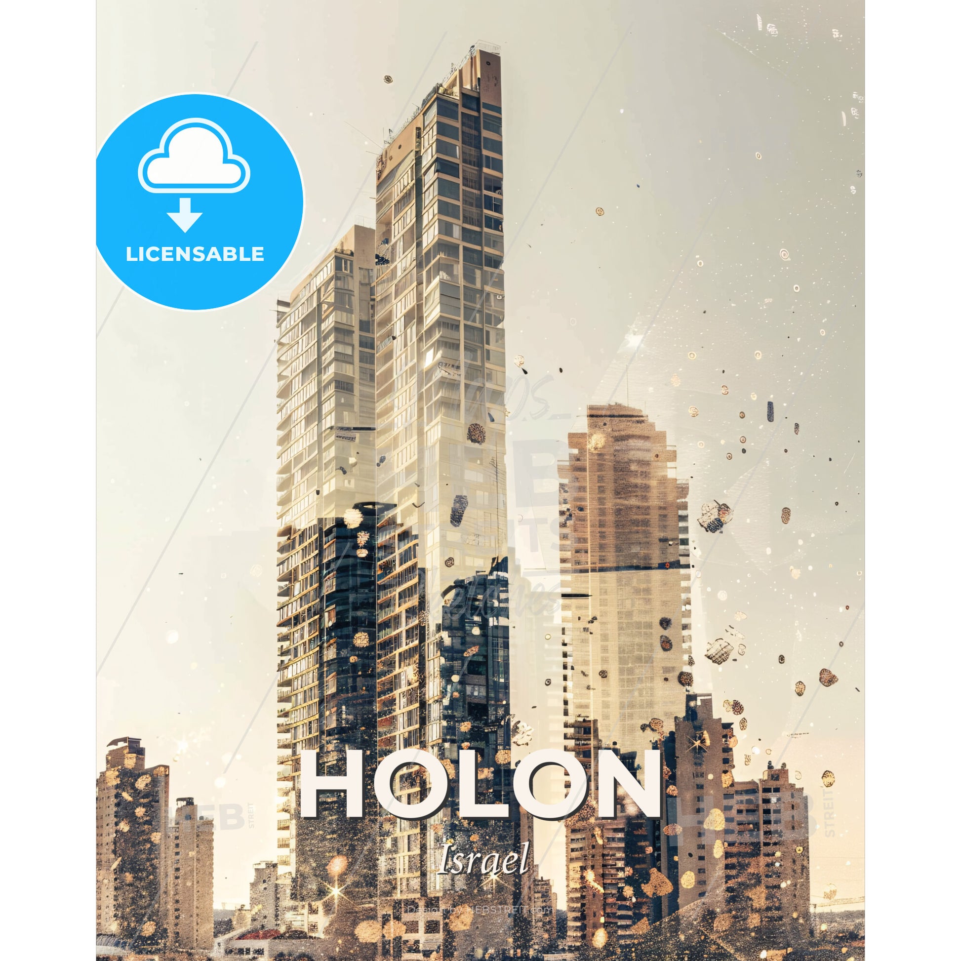 Holon Skyline: Doppelganger City - A city skyline with many windows - Square format print template