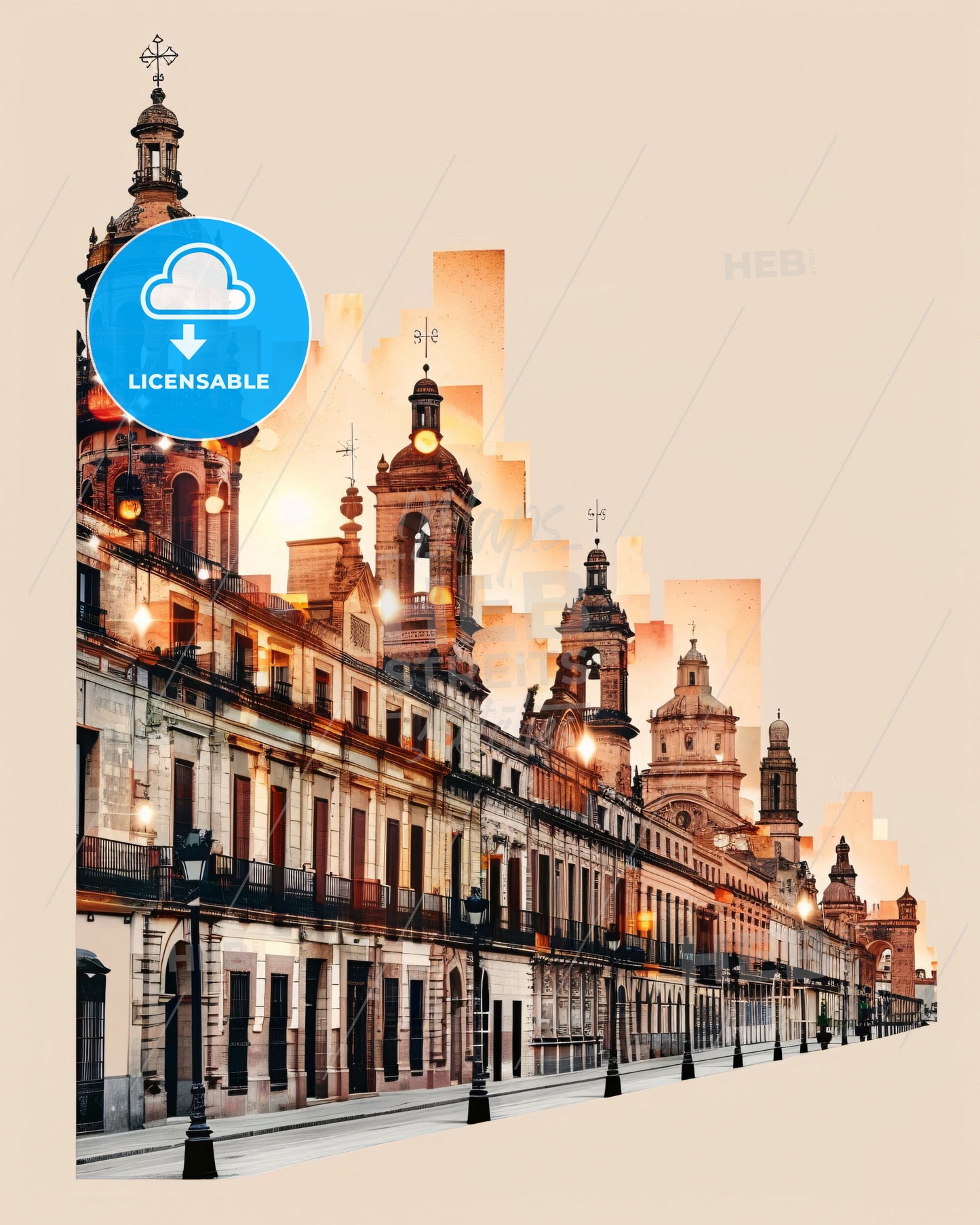 Hortaleza City Skyline Art Composite Paper Print - A building with towers and lights