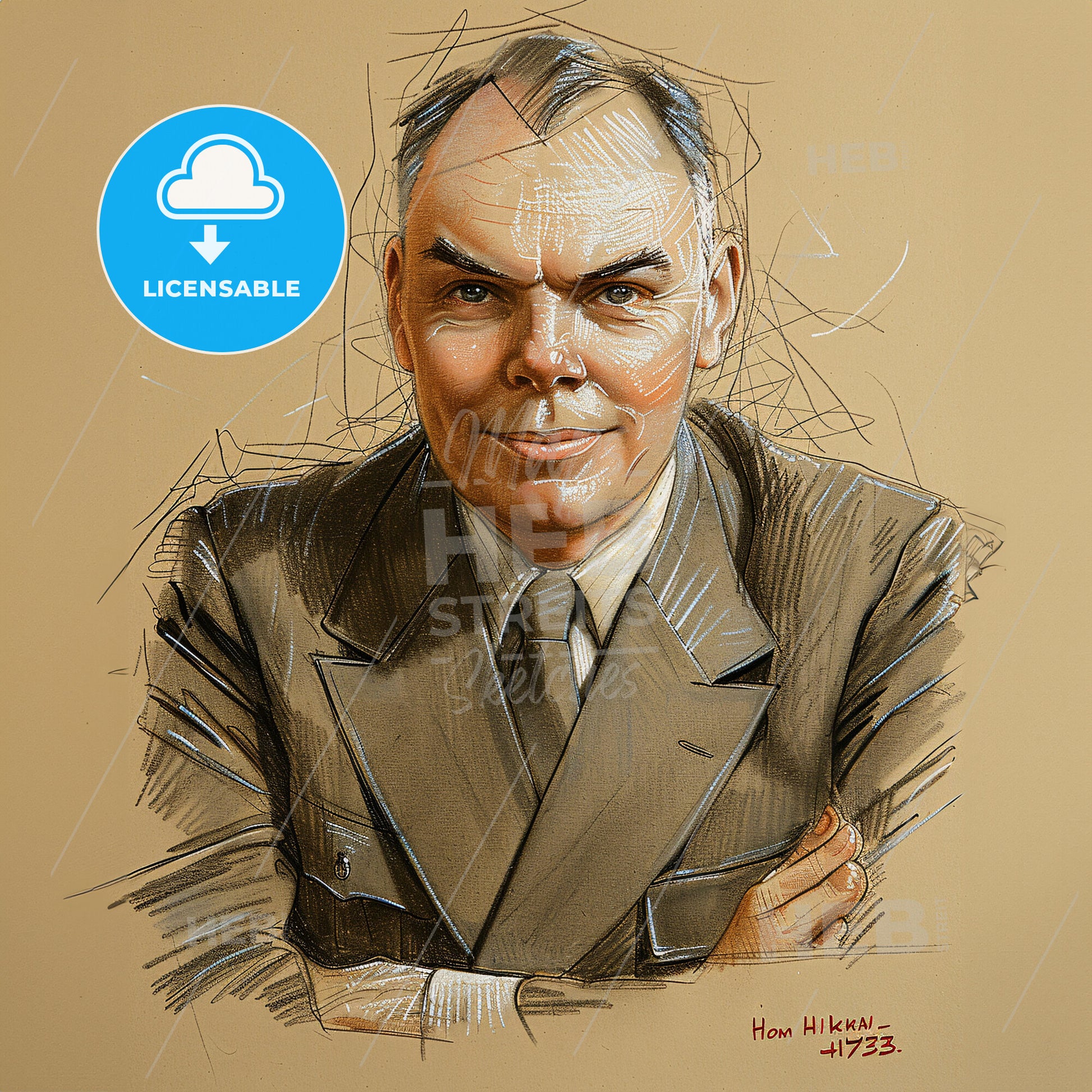 Howard Aiken, 1900 - 1973, American computer scientist - A Drawing Of A Man In A Suit