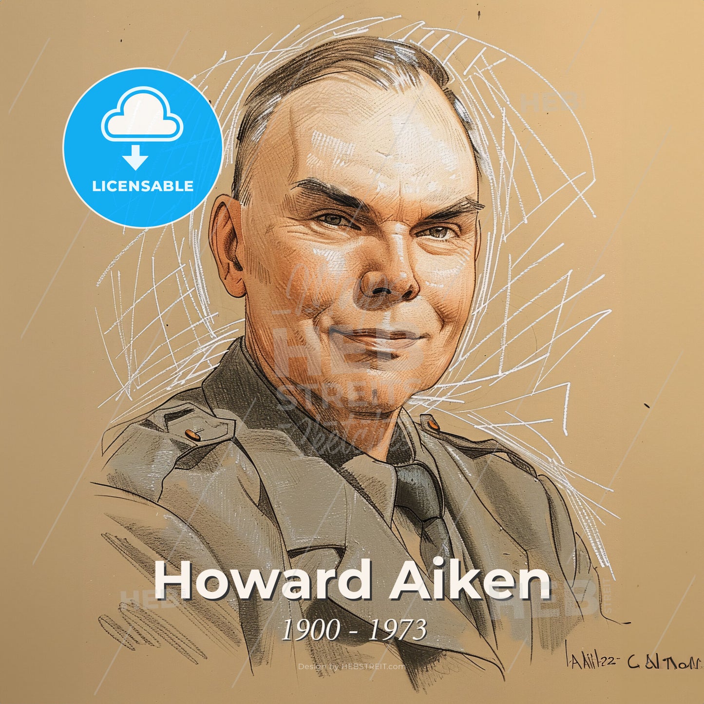 Howard Aiken, 1900 - 1973, American computer scientist - A Man In A Military Uniform Print Template