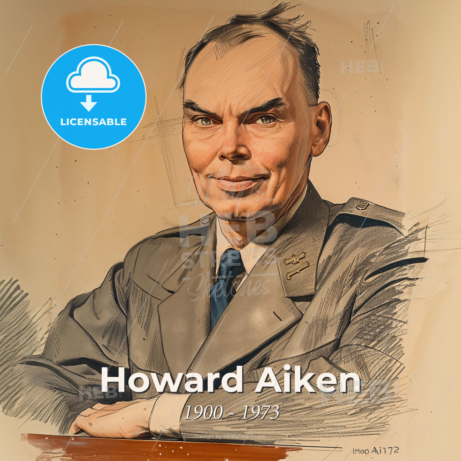 Howard Aiken, 1900 - 1973, American computer scientist - A Man In A Suit Print Template