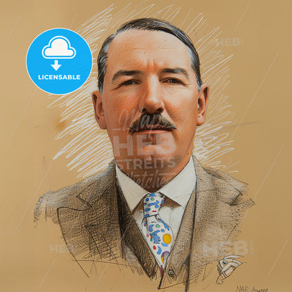 Howard Carter, 1874 - 1939, British archaeologist - A Man With A Mustache Wearing A Suit And Tie