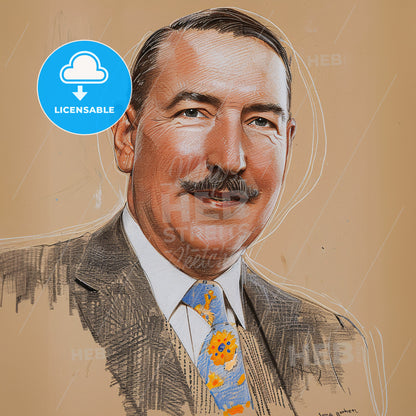 Howard Carter, 1874 - 1939, British archaeologist - A Man With A Mustache Wearing A Suit And Tie