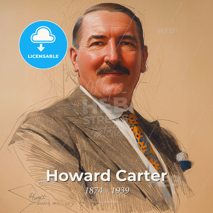 Howard Carter, 1874 - 1939, British archaeologist - A Man With A Mustache Wearing A Suit And Tie Print Template