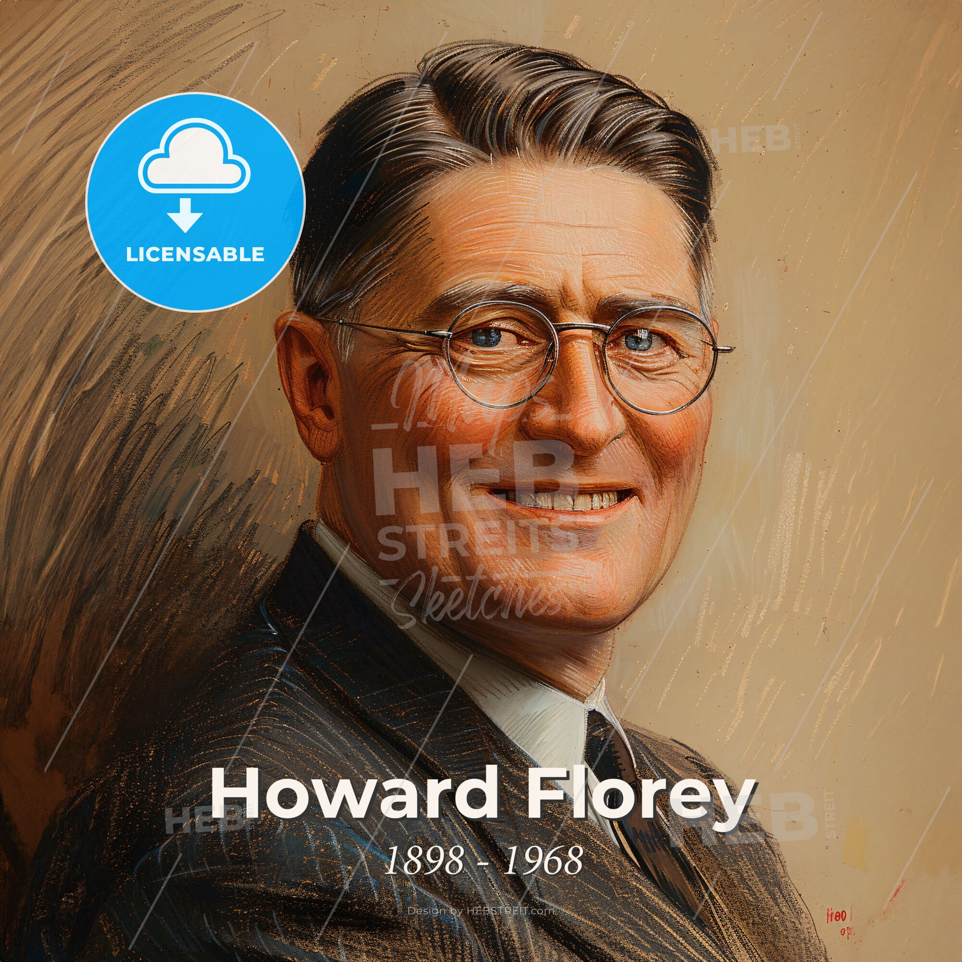 Howard Florey, 1898 - 1968, Australian pharmacologist - A Man Wearing Glasses And A Suit Print Template