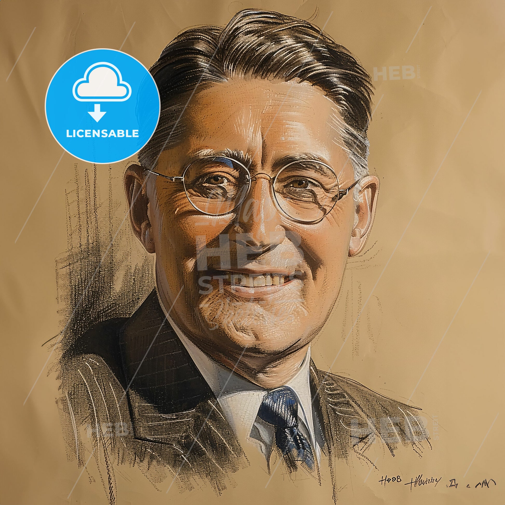 Howard Florey, 1898 - 1968, Australian pharmacologist - A Portrait Of A Man Wearing Glasses