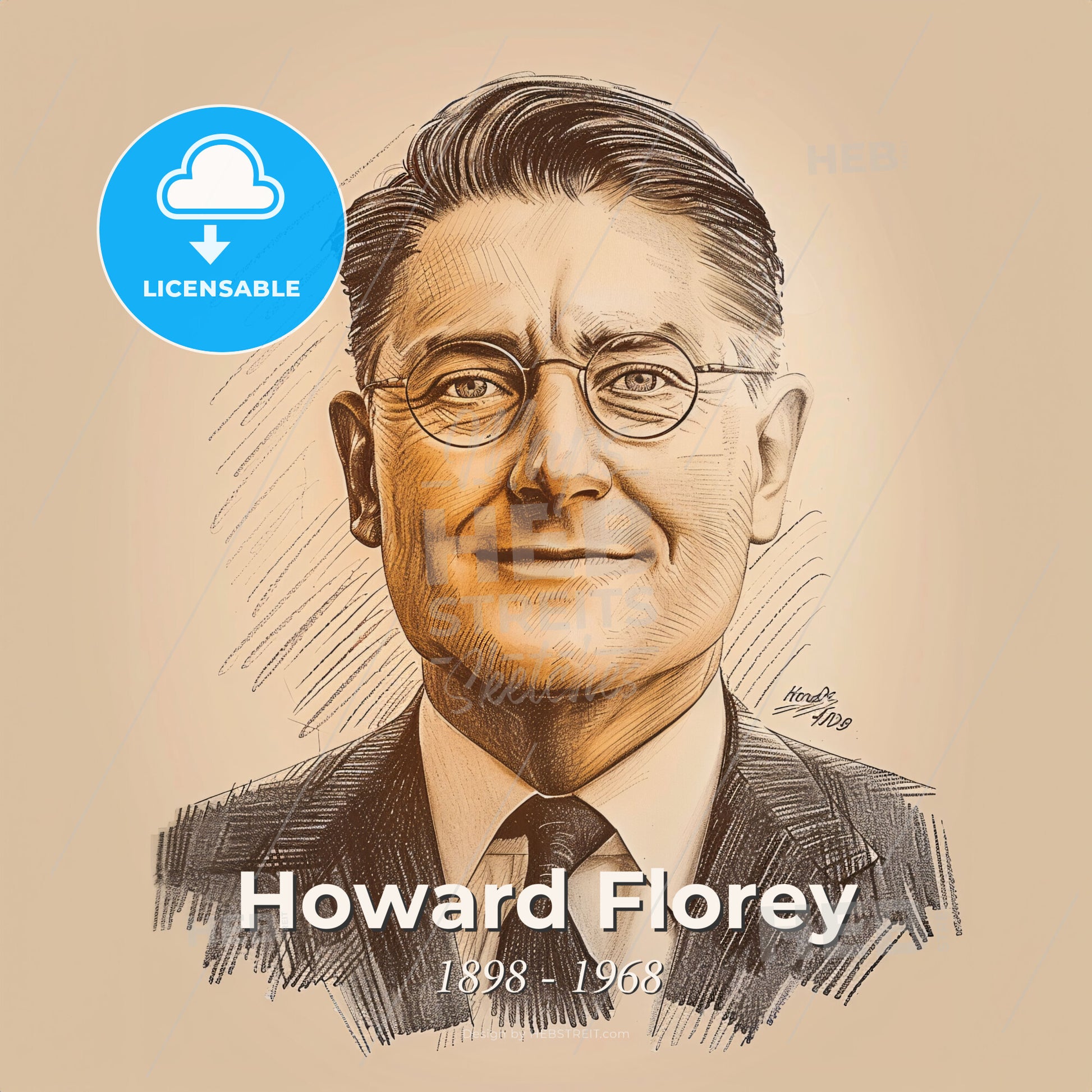 Howard Florey, 1898 - 1968, Australian pharmacologist - A Man Wearing Glasses And A Suit Print Template
