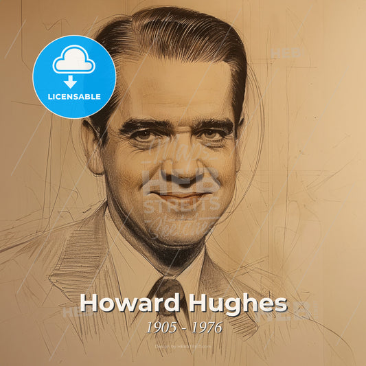 Howard Hughes, 1905 - 1976, American aviator and entrepreneur - A Drawing Of A Man Smiling Print Template