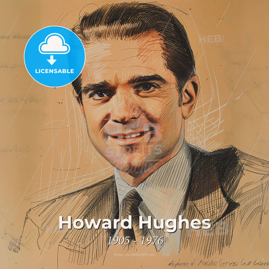 Howard Hughes, 1905 - 1976, American aviator and entrepreneur - A Drawing Of A Man Print Template