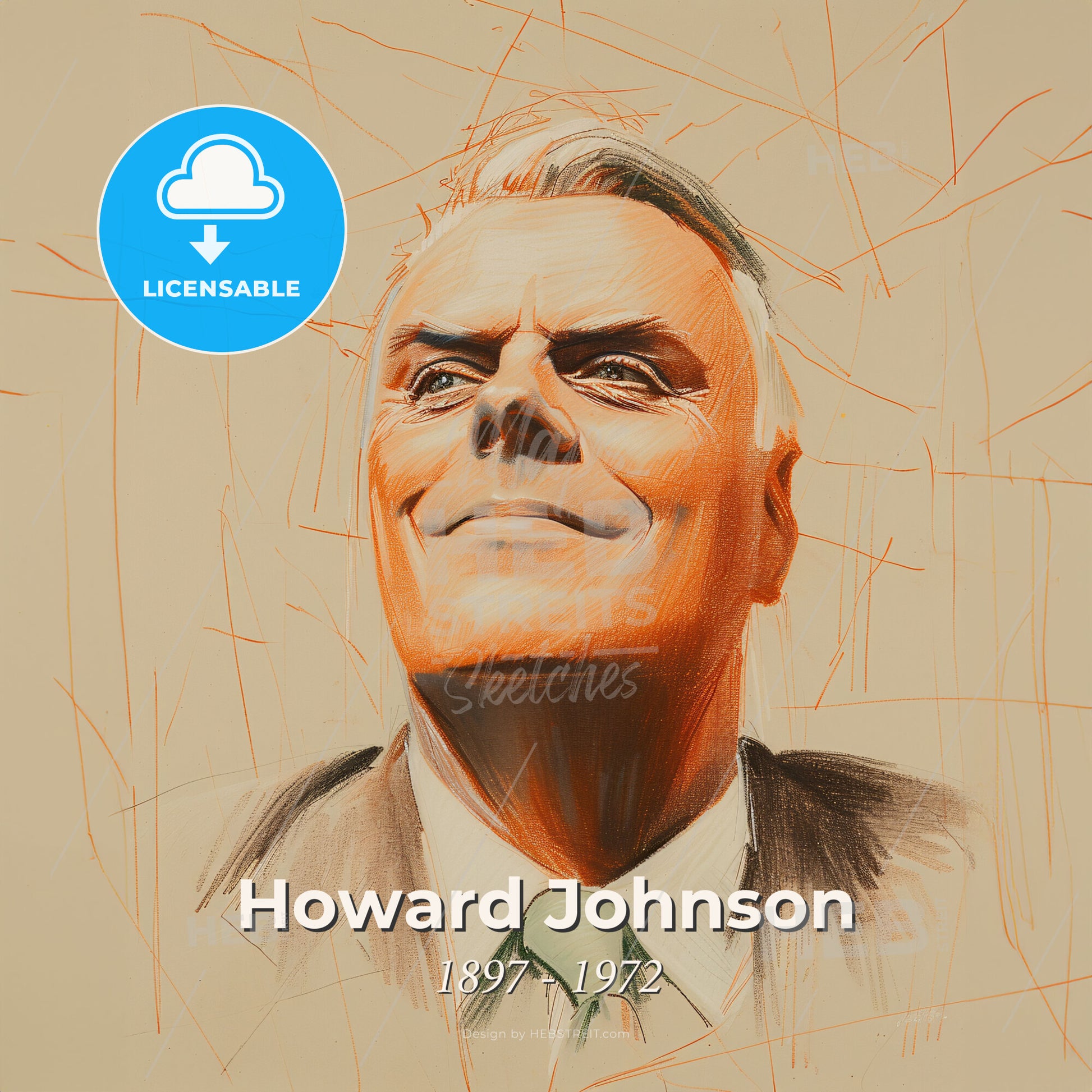 Howard Johnson, 1897 - 1972, American hotelier - A Drawing Of A Man Print Template