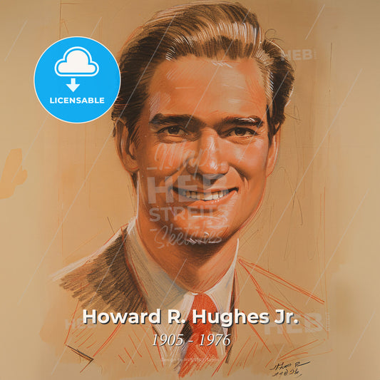 Howard R. Hughes Jr., 1905 - 1976, American business magnate - A Drawing Of A Man Smiling Print Template