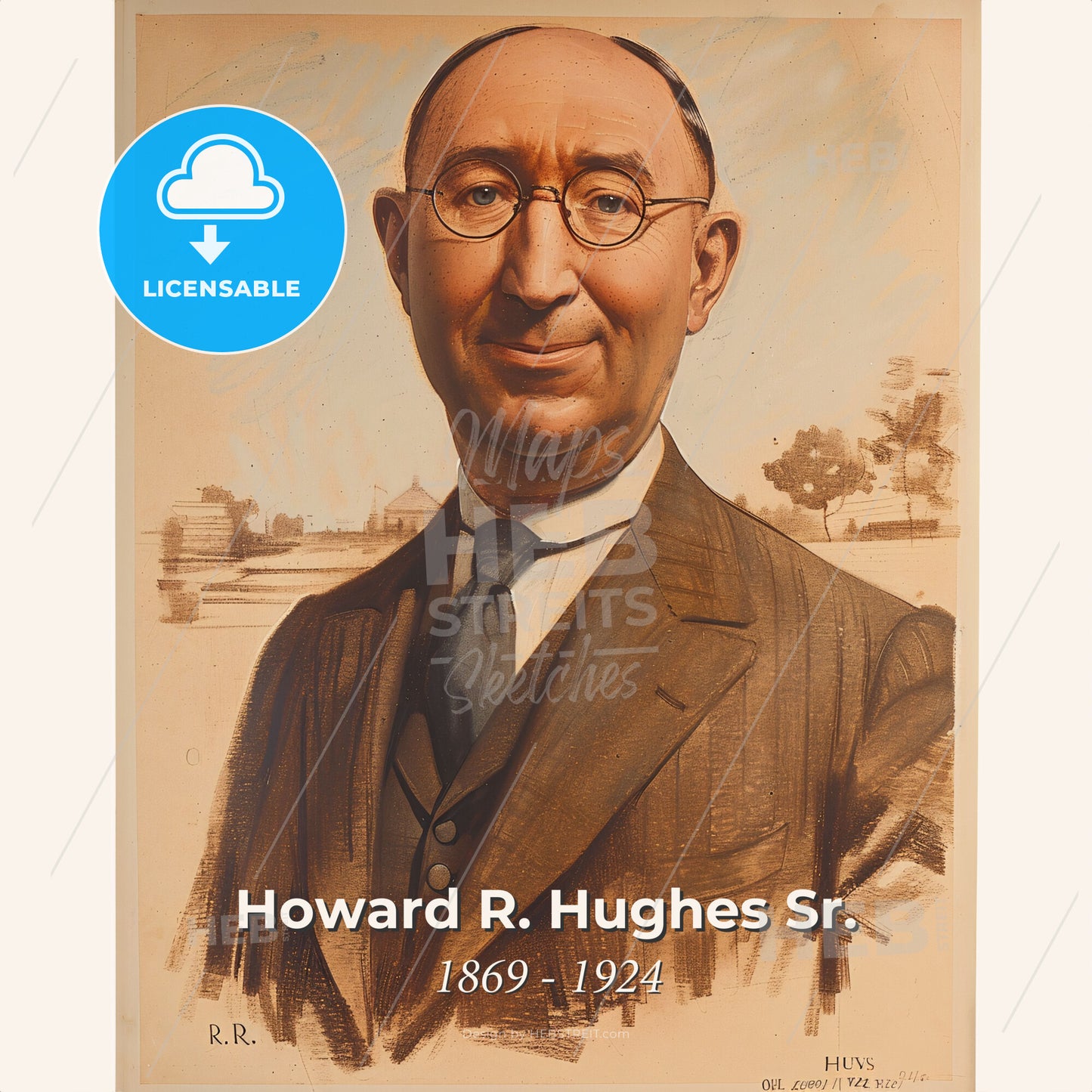 Howard R. Hughes Sr., 1869 - 1924, American industrialist - A Man Wearing Glasses And A Suit Print Template