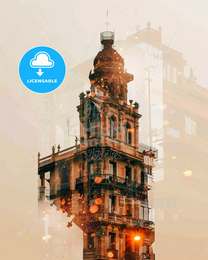 Huancayo Skyline Composite Art City Poster - A double exposure of a building
