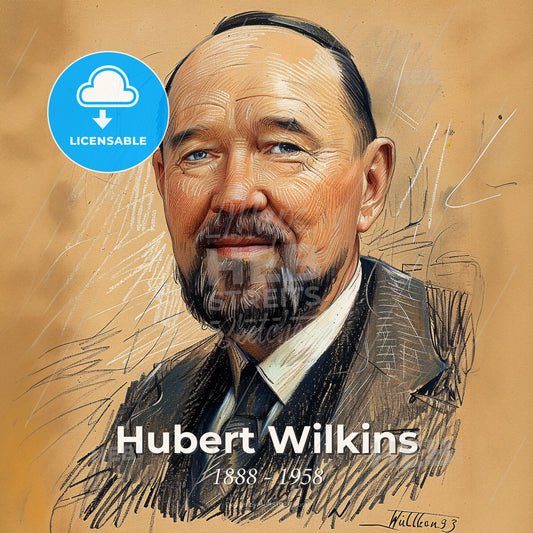Hubert Wilkins, 1888 - 1958, Australian explorer - A Man With A Beard And Mustache Wearing A Suit And Tie Print Template