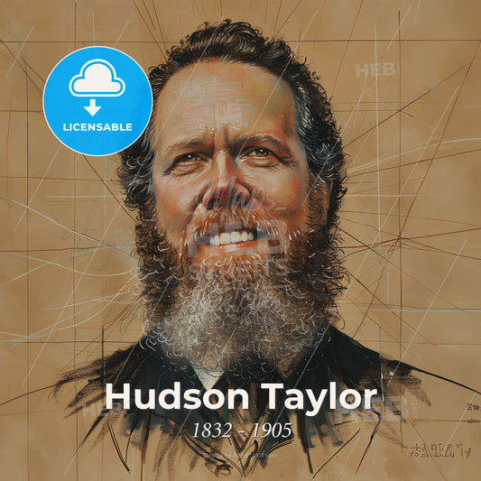 Hudson Taylor, 1832 - 1905, British missionary - A Painting Of A Man With A Beard Print Template
