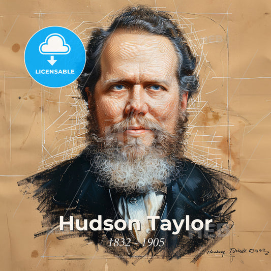 Hudson Taylor, 1832 - 1905, British missionary - A Drawing Of A Man With A Beard Print Template