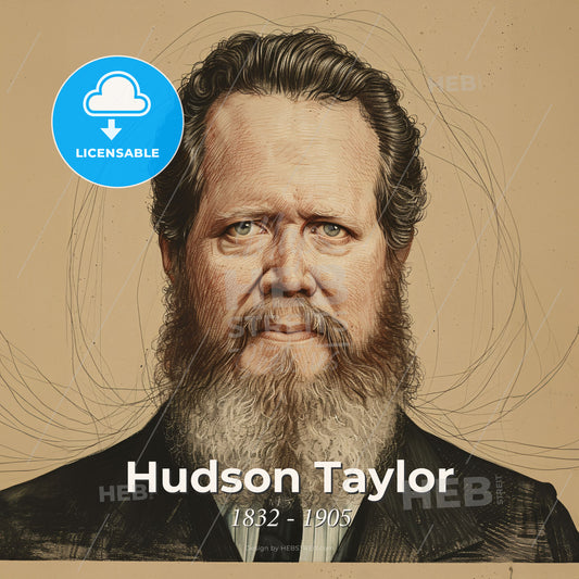 Hudson Taylor, 1832 - 1905, British missionary - A Man With A Beard Print Template