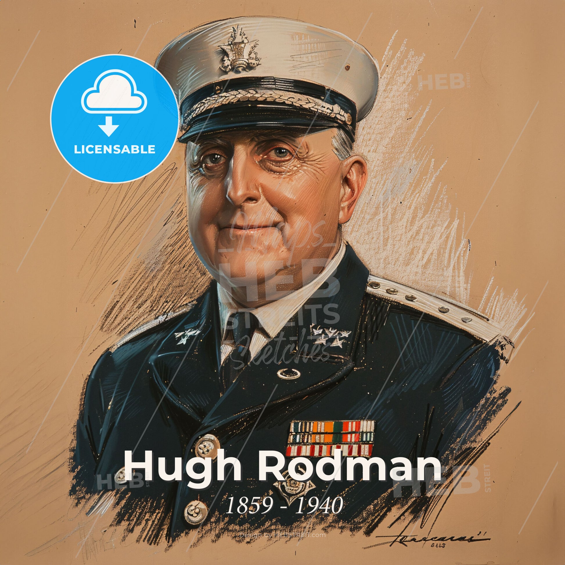 Hugh Rodman, 1859 - 1940, American Admiral - A Man In A Military Uniform Print Template