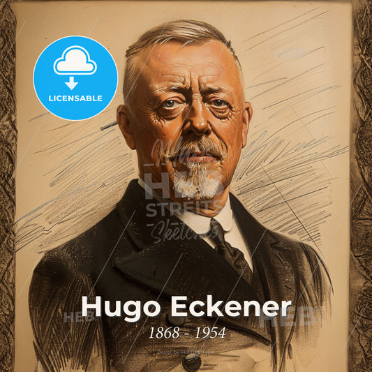 Hugo Eckener, 1868 - 1954, German airship commander and navigator - A Portrait Of A Man In A Frame Print Template