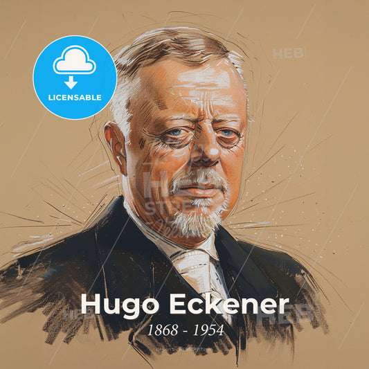 Hugo Eckener, 1868 - 1954, German airship commander and navigator - A Drawing Of A Man Print Template