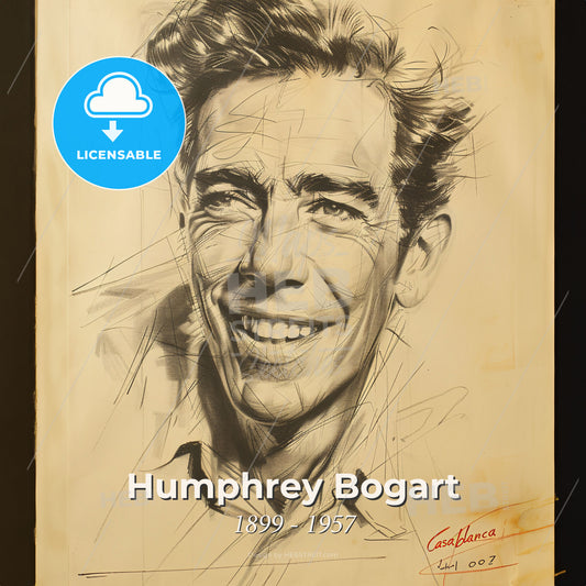 Humphrey Bogart, 1899 - 1957, American actor - A Drawing Of A Man Print Template