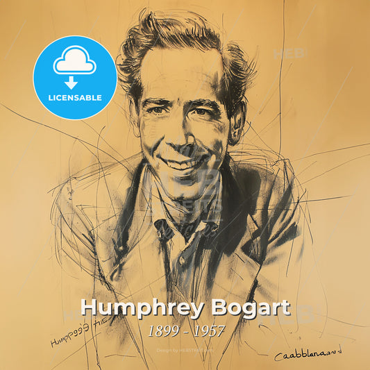 Humphrey Bogart, 1899 - 1957, American actor - A Drawing Of A Man Print Template