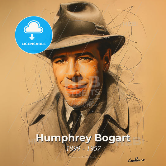 Humphrey Bogart, 1899 - 1957, American actor - A Man Wearing A Hat Print Template