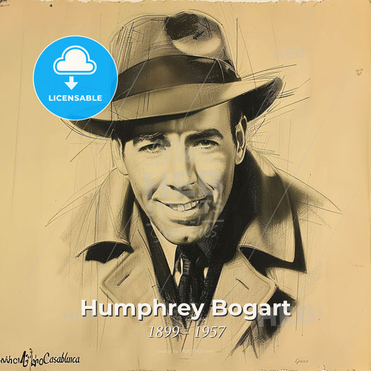 Humphrey Bogart, 1899 - 1957, American actor - A Man Wearing A Hat Print Template