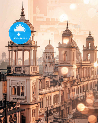 Hyderabad, Pakistan: A Captivating Skylinescape - A building with towers and a city in the background