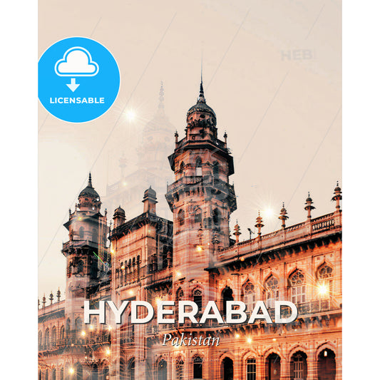 Hyderabad Pakistan Landmark Architectural Artwork - A large building with many windows - Square format print template