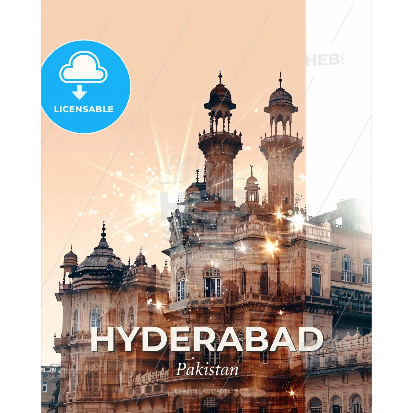 Hyderabad, Pakistan: Unveiling the City's Soul - A building with towers and a railing - Square format print template