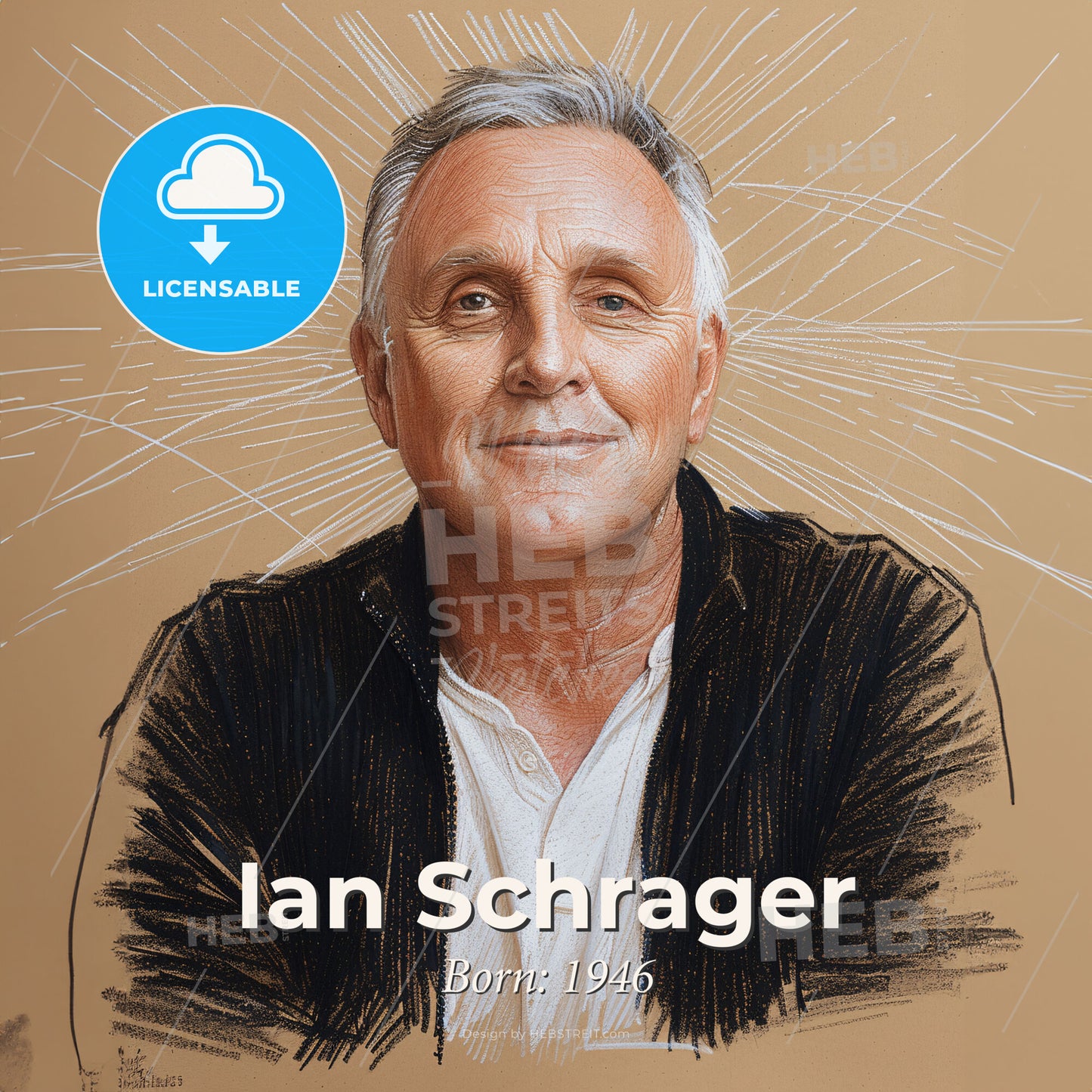 Ian Schrager, Born: 1946, American hotelier - A Man With White Hair And A Black Jacket Print Template