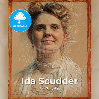 Ida Scudder, 1870 - 1960, American missionary - A Drawing Of A Woman Print Template