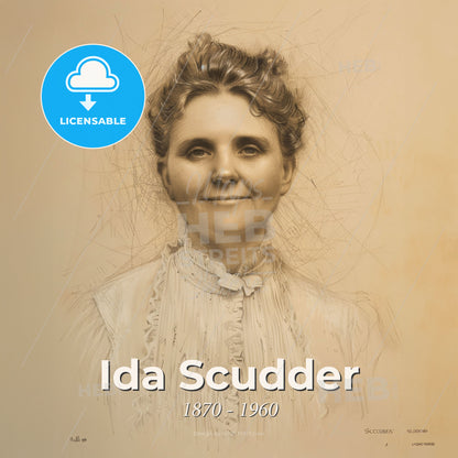 Ida Scudder, 1870 - 1960, American missionary - A Woman With A Spider Web Print Template