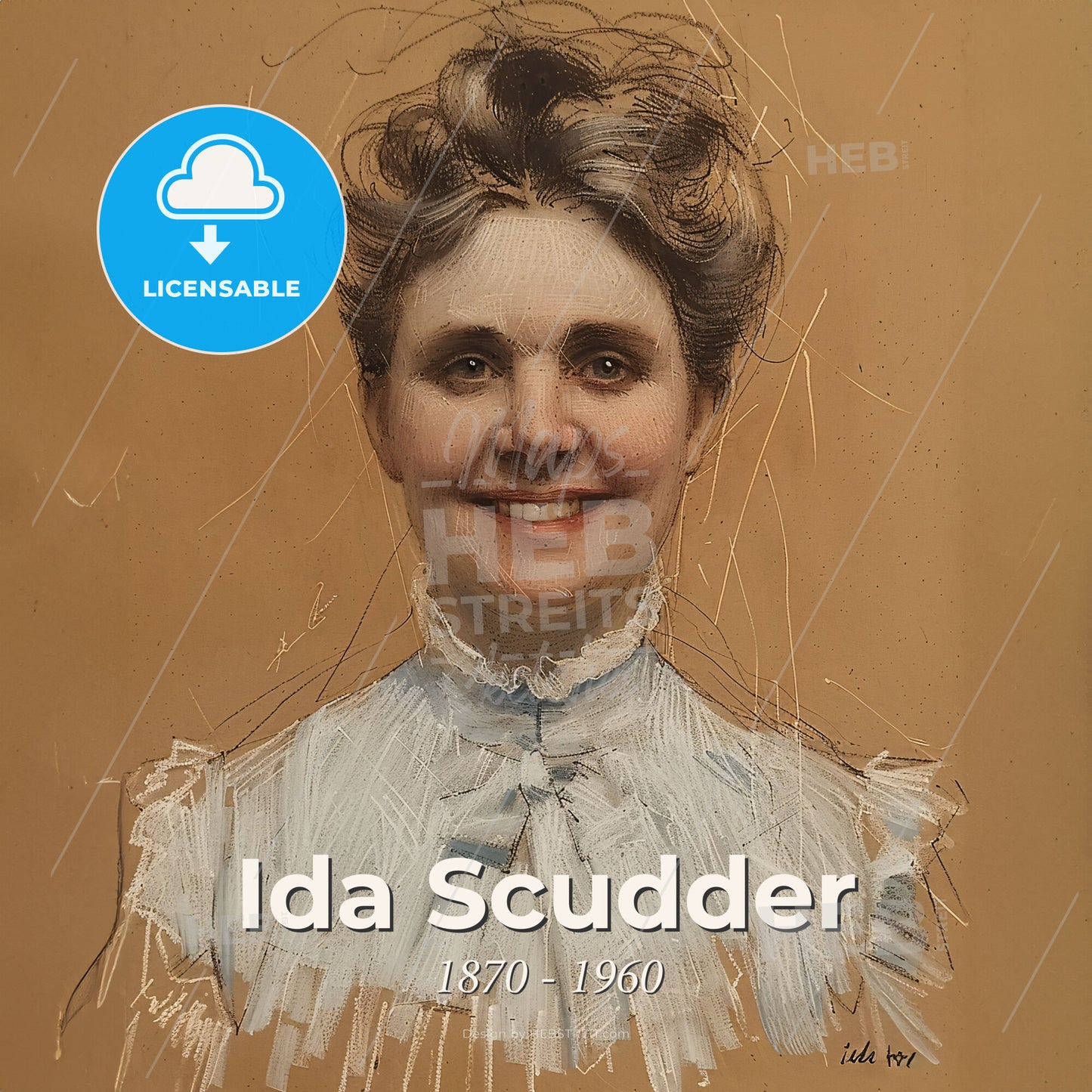 Ida Scudder, 1870 - 1960, American missionary - A Drawing Of A Woman Print Template