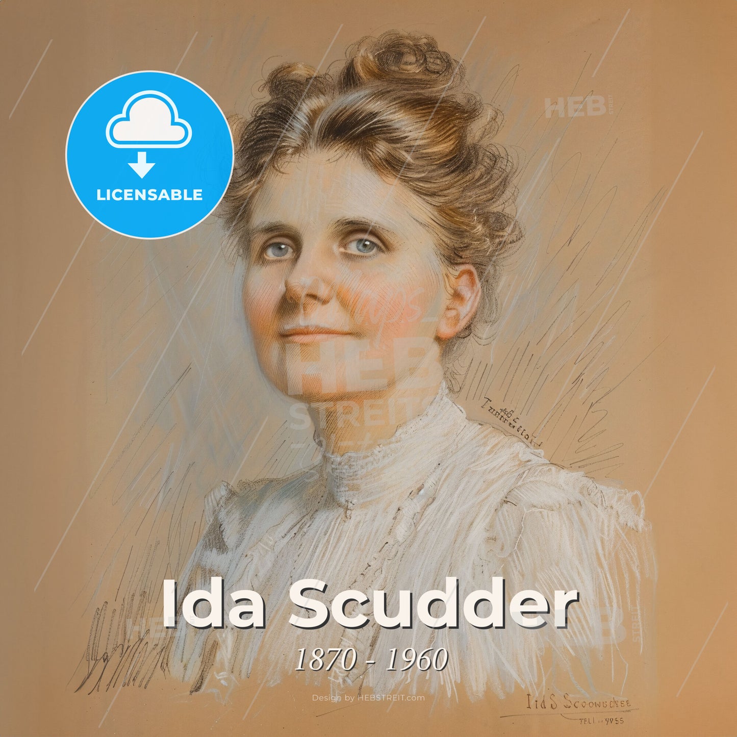 Ida Scudder, 1870 - 1960, American missionary - A Woman In A White Dress Print Template