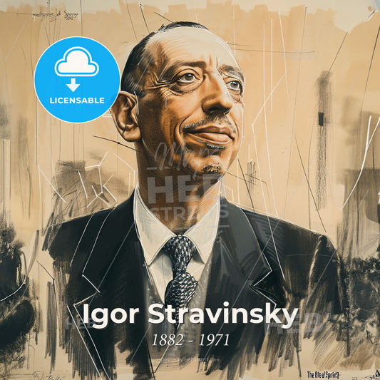 Igor Stravinsky, 1882 - 1971, Russian composer - A Man In A Suit And Tie Print Template