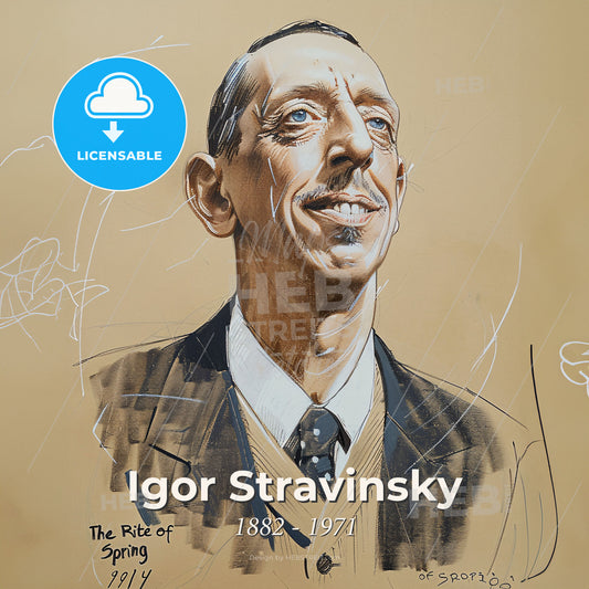 Igor Stravinsky, 1882 - 1971, Russian composer - A Drawing Of A Man Print Template