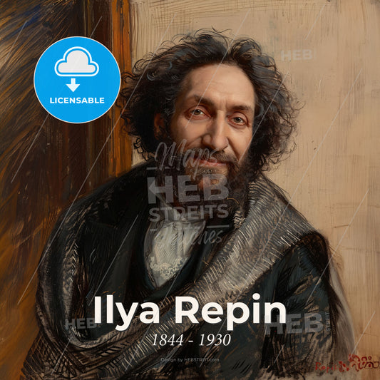 Ilya Repin, 1844 - 1930, Russian realist painter - A Painting Of A Man With A Beard Print Template