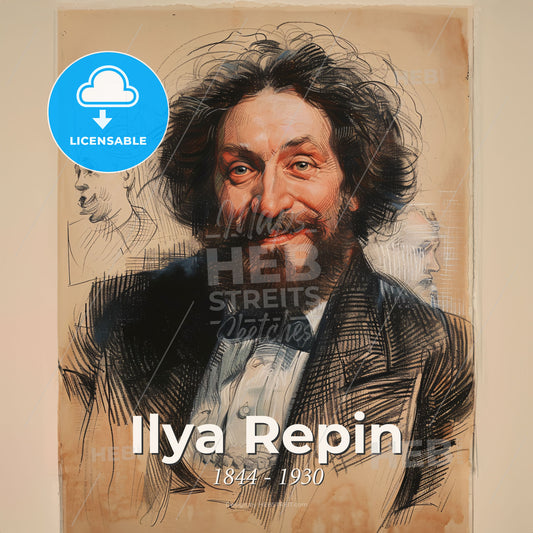 Ilya Repin, 1844 - 1930, Russian realist painter - A Drawing Of A Man Print Template