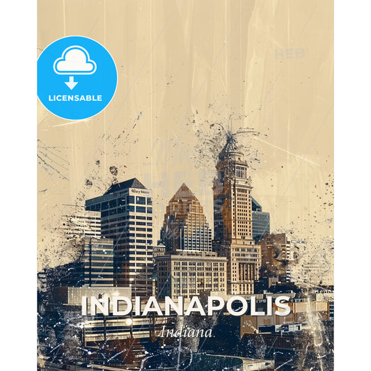 Indianapolis Skyline Sparkles Poster - A city skyline with a broken window - Square format print template