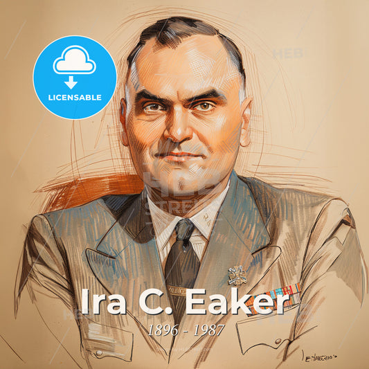 Ira C. Eaker, 1896 - 1987, American General - A Man In A Suit Print Template