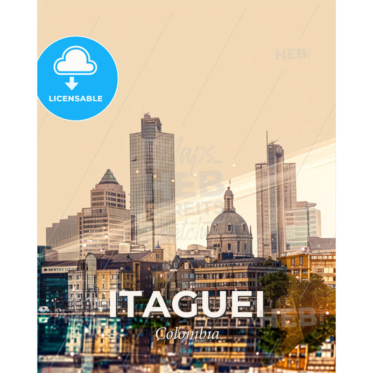 Ireland City Skyline Composite Art Poster - A city skyline with a body of water - Square format print template