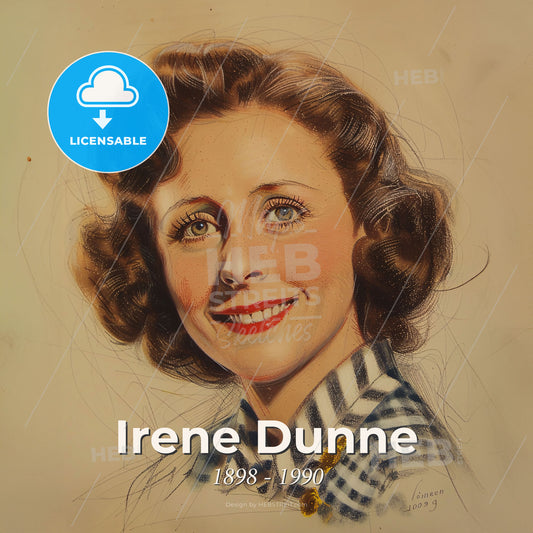 Irene Dunne, 1898 - 1990, American actress - A Woman With Short Brown Hair Smiling Print Template